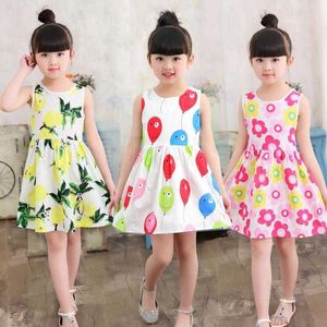 2-7 Years Cotton Girls Polka-Dot Dress 2021 Summer SleevelessFlower Clothing Kids Baby Princess Dresses Children Clothes Q0716