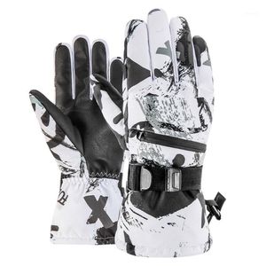 Ski Gloves Thermal Men Women Winter Fleece Waterproof Warm Snowboard Snow 3 Fingers Touch Screen For Skiing Riding X376D