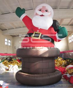 Utomhus jätte populär jul uppblåsbara Santa Claus sitter i skorstenen för evenemangsannonsering