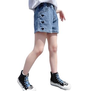 Jeans For Girl Heart Pattern Kids Short Summer Kid's Casual Style Children's Clothes 6 8 10 12 14 210527