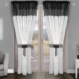 Tessuto in tulle volante con voile bianco e tenda in voile colorato per camera da letto e grande finestra con anello in plastica e voile dello stesso colore f 210913