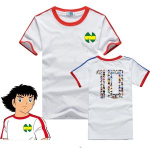 夏の子供男の子Tシャツキャプテンつばさプリント半袖Tシャツコットンメンズ女性TシャツOネックティートップス夏服