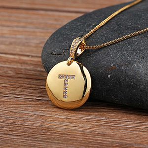 Collana con lettera iniziale da donna di nuova qualità, colore oro, 26 lettere, collane con ciondoli, pendenti in rame, regalo di gioielli