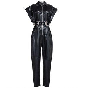 Desafio de mulher macacão preto cor sólida moda primavera verão 19j-A140-01- 210709