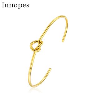 Innopes Trendy Circular Open Knot Cuff Bangle Bracelets for Women Elegant Gold Color Jewelry Armband Pulseiras Wholesale Q0719