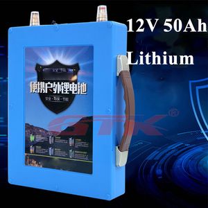 10pcs Waterproof 12V 50Ah lithium ion battery pack 18650 cell with BMS for electric motor Outdoor backup power supply+5A charge