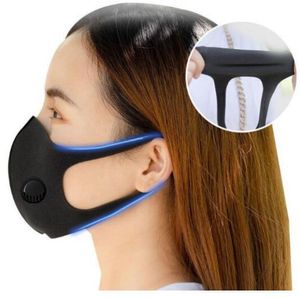 Máscara facial de seda de gelo com válvula respiratória lavável reutilizável anti-poeira pm2.5 máscaras protetoras pretas