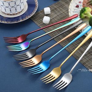 NEWKorean sets stainless steel long handle knife fork spoon chopsticks set colorful flatware for wedding kitchen accessories EWE5722