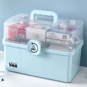 3 lager plastförvaringslåda Medicinsk box Organizer Multi-Functional Portable Medicine Cabinet Family Emergency Kit Box Dropship1 210315