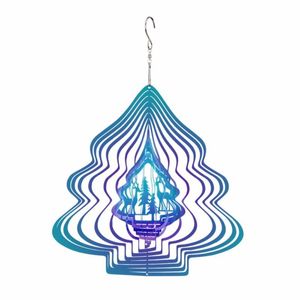 Decorative Objects & Figurines 3D Stainless Steel Mirror Christmas Tree Wind Chime Hanging Pendant Gifts Rotating Chimes Decoration For Home