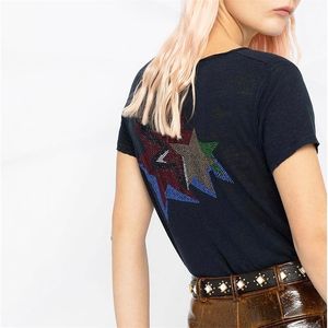 Rowling Black Star Graphic Tee Kvinnor Sommar V-Neck Kortärmad T-shirt Casual Good Quality Kläder Bomull Tops 210623