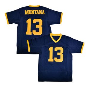 Custom Joe Montana 13# All American High School Football Jersey Stickerei ED Blue Jede Namensnummer Größe S-4xl Trikots Top-Qualität Top-Qualität