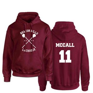 Teen Wolf Phoodie男性Stilinski 11 Lahey McCallプルオーバースウェットシャツ男性プリントレッドフード付きメンズパーカーヒップホッドホッドディスターウェア