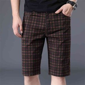 Summer Men's Casual Plaid Shorts Stretch Cotton Fashion Business Short Pants Male Brand Clothes 210716