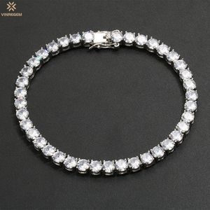 その他のブレスレットVinregem Hip Hop Rock 925スターリングシルバーを作成Moissanite Gemstone基本ユニセックステニスチェーンファインジュエリー卸売