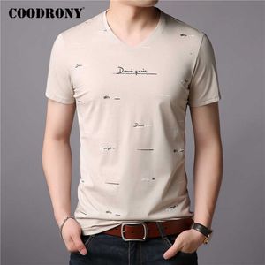 COODRONY Brand T Shirt Men Fashion Casual V-Neck T- Streetwear Mens Clothing Summer Soft Cotton Tee Homme C5074S 210629