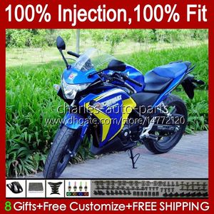 Carenature per stampi ad iniezione per HONDA CBR 250R 250 Giallo blu CBR250 R CC CBR250R MC41 11 12 13 14 15 Kit 58No.59 CBR-250R 250CC CBR-250 2011 2012 2013 2014 2015 Carrozzeria OEM