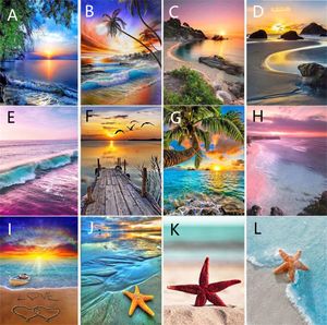 Wholesale 5D Diamond Painting Kits Beach Scene Full Drill Round Diamonds Crystal Gem for Home Wall Decoration (12x16inch)