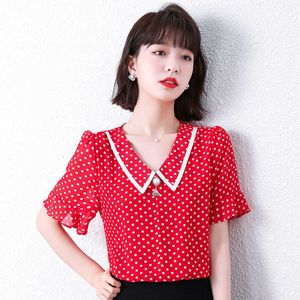 Sommer koreanische Mode Damen Tops und Blusen Chiffon Frauen Kurzarm weiße Hemden Plus Größe XXL Damen 210531