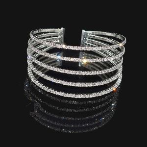 Moda strass oro argento placcato bracciali per le donne cristallo multistrato polsino bracciale bracciali gioielli da sposa regalo Q0719