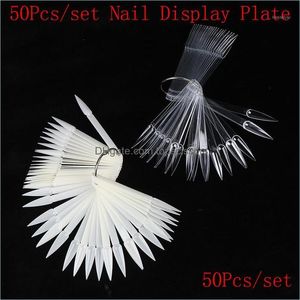 Nails Salon Health Beauty50PCS / SET CLEAR WHITE BLACK Дисплей ногтей Пластина ложных подсказок Цветовая карта Практика инструменты Пряжка кольца Маникюр Art Tool1