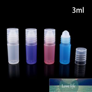 Blu Rosa Viola Rosso Plastica 3 ml Roll on Bottle Profumo cosmetico Vuoto Massaggio Olio essenziale per labbra Contenitore da viaggio gratuito