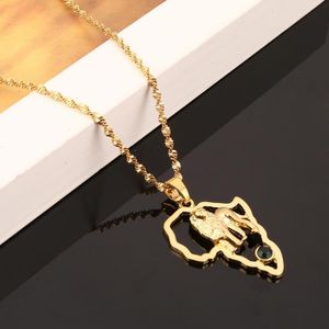 Pendant Necklaces Gold Color Africa Lion Necklace Trendy African Map Animal Chain Jewelry