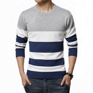 Sweater Men Casual O-Neck Striped Slim Fit Knitting Mens Sweaters And Pullover Men pull homme Brand Clothing Plus size 5XL Y0907