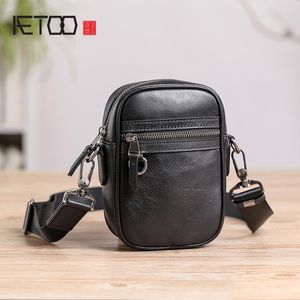 Hbp Aetoo Men's Leather Mini Bolsa De Ombro, Tendência De Moda Slash Ingres Strap, Cabeça Couro Casual Mobile Phone Bag