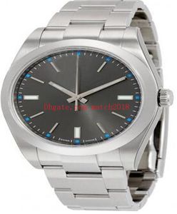Relógios dos homens de luxo mecânicos automático 39mm 114300 cinzento mostrador azul prata pulseira de aço inoxidável moda relógios de pulso
