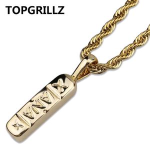 TOPGRILLZ Hip Hop Trendy Jewelry Gold Color Brass Xanax Pill Pendant Necklace Charm Women Men With 24" 30" Rope Chain