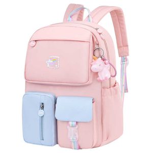 Korean fashion rainbow shoulder strap school bag for teenagers girls Children's waterproof backpacks kids schoolbags mochilas 210901