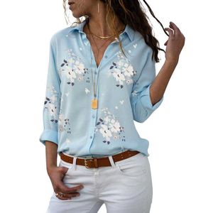 Verão Manga Longa Mulheres Blusas Plus Size Girl-Down Collar Blouse Camisa Casual Tops Elegante Trabalho Desgaste Senhoras Camisas 210608