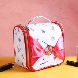 Nxy Cosmetic Bags Japanese Sailor Moon Make Up Travel Toiletry Storage Cartoon Cute Large Capacity 220302