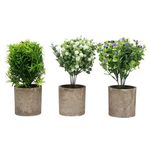 Dekoracyjne kwiaty Wieńce 3 paczka małe doniczkowe sztuczne plastikowe rośliny, mini fałszywych rosemary roślin faux flower houseplants do wystroju domu