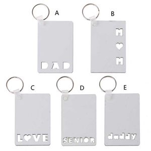 5 st Wooden Hardboard Nyckelringar Double Side Blank Square Keychains Sublimation Värmeöverföring Nyckelringar G1019