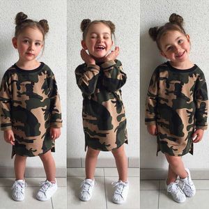 Neue Kleinkind Infant Mode Kinder Kind Baby Mädchen Camouflage Print Kleid Casual Langarm Party Kleid Baumwolle Kleidung Q0716