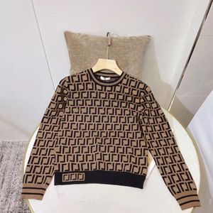 High-quality designer Women's Knits round neck long-sleeved sweater full of F letter luxury retro top fashion