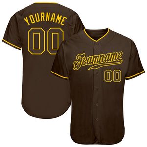 Niestandardowy brązowy brązowy złoty autentyczny koszulka baseballowa