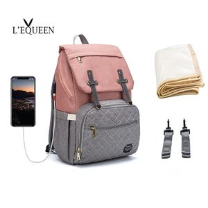 LEQUEEN Diaper Bag Multi Function Large Capacity Nappy Organizer with Changing Pad Backpack Mommy Baby Care Stroller 210727