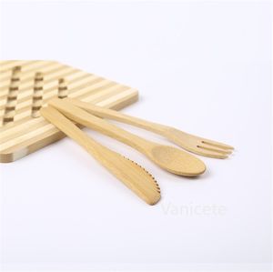 Bambusowy nóż widelec łyżki Zestaw przenośnych owoców Widelec 16 cm Spoon Small Bamboo Zestaw stołowych ZC091