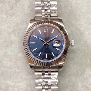 ST9 stålblå urtavla räfflad bezel klocka 41mm Automatisk mekanisk armbandsur Armband Safir Glass Urverk Herrklockor