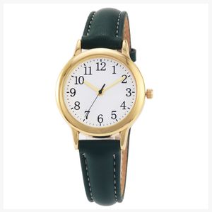 클리어 번호 미세한 가죽 스트랩 쿼츠 여성 시계 단순한 우아한 학생 시계 31mm 라운드 다이얼 손목 시계