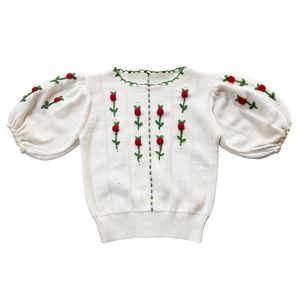 girls hand embroidered sweater shorts children's versatile set toddler fall clothes winter baby 210702