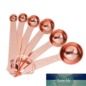 6pcs de aço inoxidável colher de medição conjunto com escala cauda de ouro snap precisão escala cozinha ferramenta de cozimento para pó de especiarias líquidos