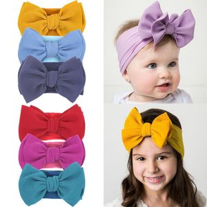 Large7" Solid Nylon Bow Headband,Nylon Baby Headbands For Kids Girls Wide Turban Headwrap Children Soft Cotton Headband