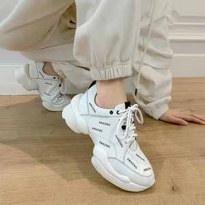 Sklfgxzy Spring New Casual Women Pumps äkta läder tjock botten modesportkvinnor skor bästsäljande utomhus kvinnliga skor