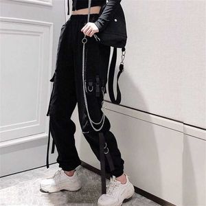 Mulheres Elastic Cintura Solta Streetwear Calças de Carga Feminina Moda Ankle-Comprimento Jogging Calças Esporte Senhoras Plus Szie Casual Pant 211124
