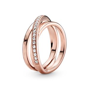 Moda Casamento Ring925 Crossover Pave Triple Band Ring para Fine Sterling Prata Mulheres Jóias Presente