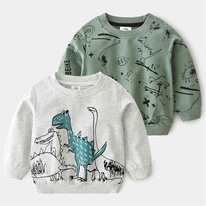 Wiosna Jesień Design 2 3 4 6 8 10 10 lat Odzież dziecięca Cartoon Animal Print All-Mecz Bluza Dla Dzieci Baby Boy 210625